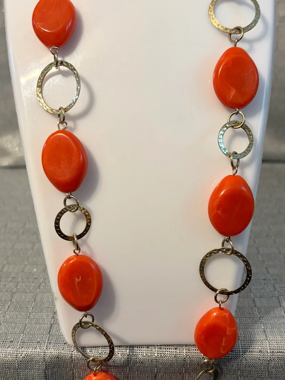 Orange Bead Link Necklace - Women Jewelry